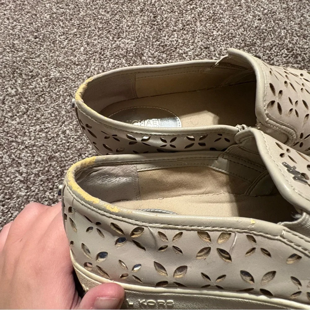 Michael Kors Keaton Leather Slip-On Shoes with Perforated Laser Cut Design
